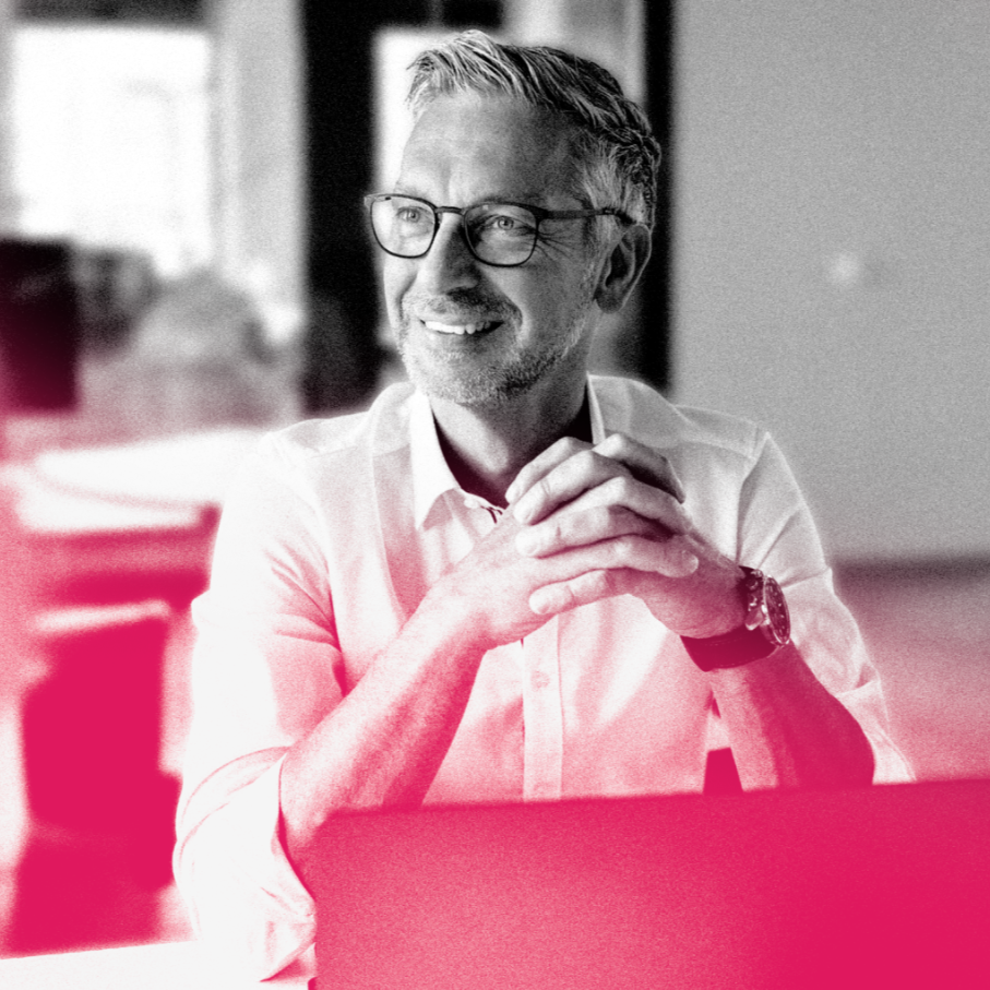 Man smiling glasses grated